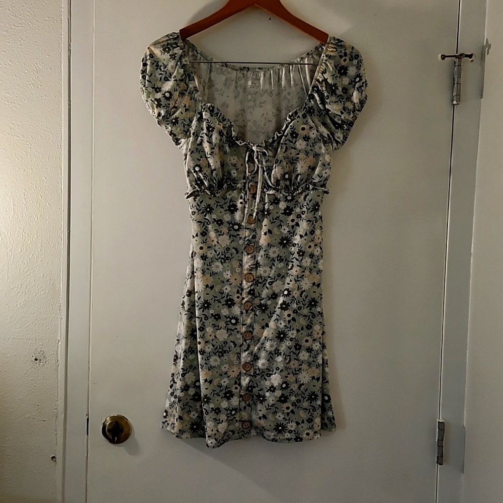 No Boundaries- Green, Dark Green, Cream & White Sun Dress.